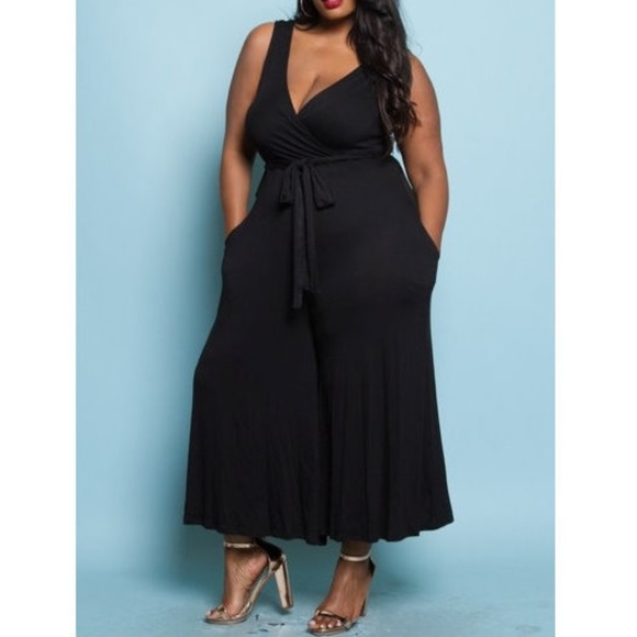 black cropped leg jumpsuit